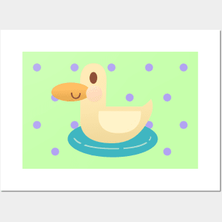 This duck is so happy in his tiny pond Posters and Art